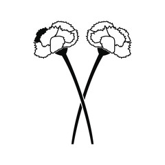 Two carnation flowers black icon