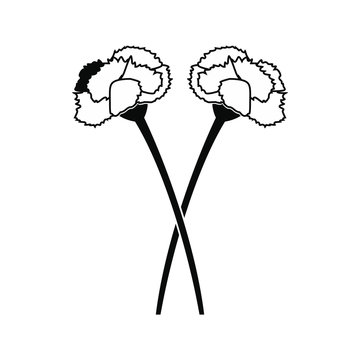 Two Carnation Flowers Black Icon