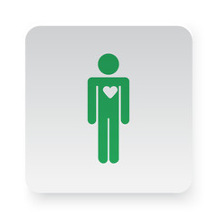 Green Heart icon in circle on white app button