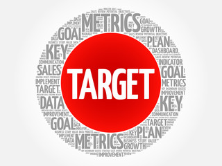 Target circle word cloud, business concept background