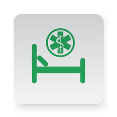 Obraz premium Green Hospital Bed icon in circle on white app button