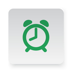 Green Alarm Clock icon in circle on white app button