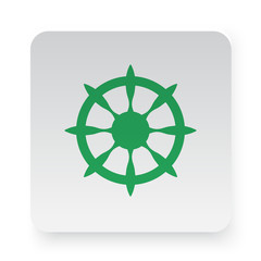 Green Boat Wheel icon in circle on white app button