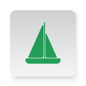 Green Sailboat icon in circle on white app button