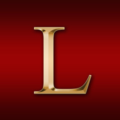 Gold letter "L" on a red background