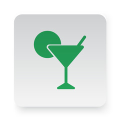 Green Cocktail icon in circle on white app button