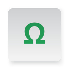 Green Omega icon in circle on white app button