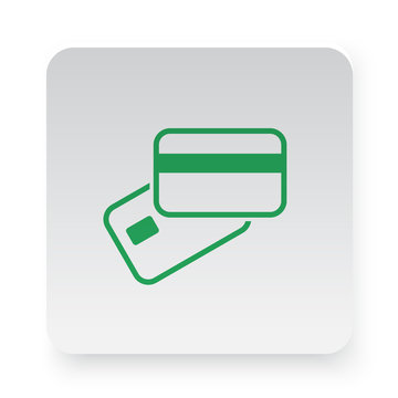 Green Credit Card Payment icon in circle on white app button