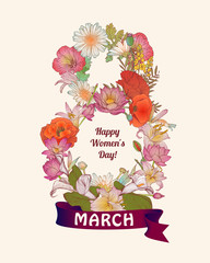 8 march congratulation card. Happy Woman's Day!