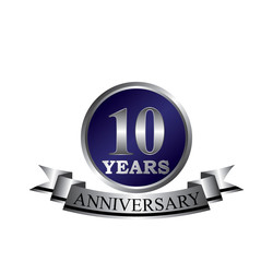10 anniversary with blue silver ring and ribbon