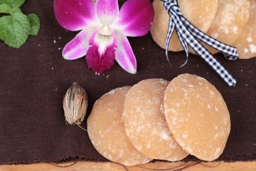 Palm sugar sweet of traditional for cooking.