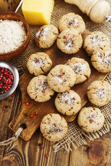 Obraz na płótnie Canvas Salt oatmeal cookies with cheese and pepper