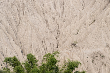 Badlands landscape, formed by deposition and erosion by wind and water
