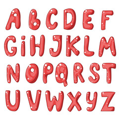 Cute cartoon english red alphabet