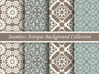 Antique seamless background collection brown and blue_05
