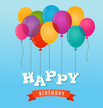 Balloons party happy birthday greeting card