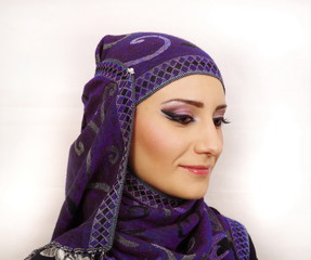 Georgian girls is wearing traditional headdress