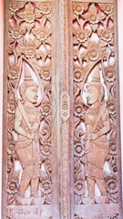 Traditional Thai art of painting on the door