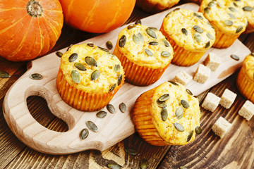 Obraz na płótnie Canvas Homemade pumpkin muffins