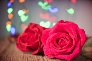 Red rose and heart bokeh, Valentine concept