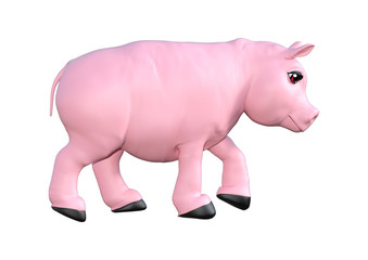 Pink Pig on White