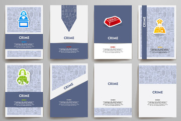 Naklejka premium Corporate identity vector templates set with doodles crime theme