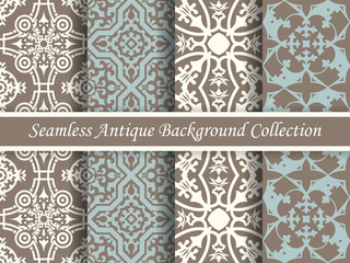 Antique seamless background collection brown and blue_11