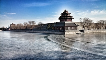 Frozen moat around Forbidden City