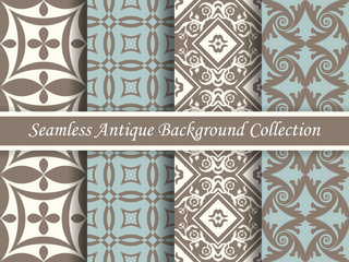 Antique seamless background collection brown and blue_16
