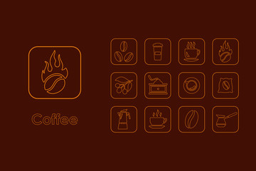 Set of coffee simple icons