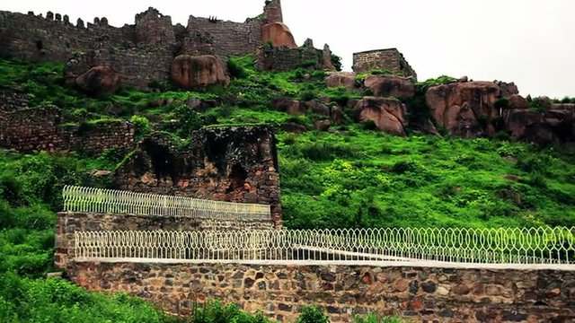 Pan shot of Golkonda Fort, Hyderabad, Andhra Pradesh, India