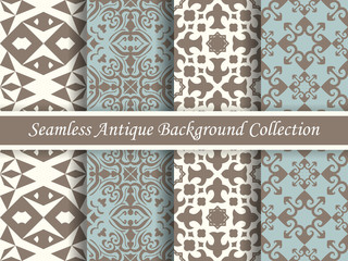 Antique seamless background collection brown and blue_20
