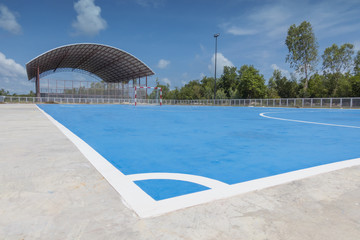 Corner in a blue soccer field.