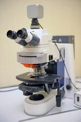 Laboratory Microscope. Scientific and healthcare research backgr