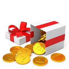 Loyalty program concept.Gift box and point coin


