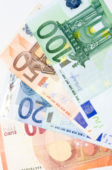 Different Euro banknotes background