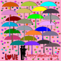 Happy valentine's day, Valentine's Day greeting card, Silhouette couple love in umbrella illustration. paper cut style