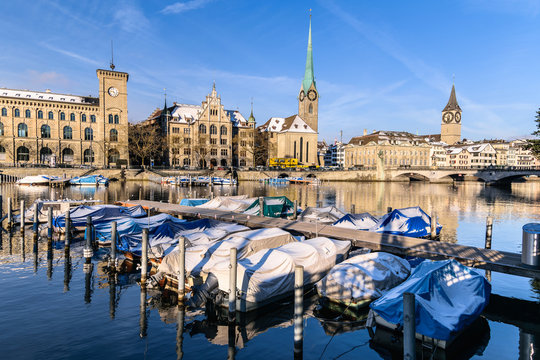 Zurich city in Winter, Switzerland