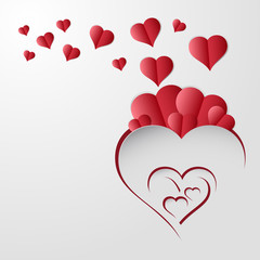 Valentines day background with red heart paper