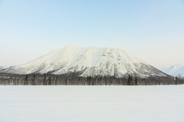 winter mountain in Kirovsk, the Khibiny mountains