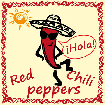 Hand drawn red chili pepper.