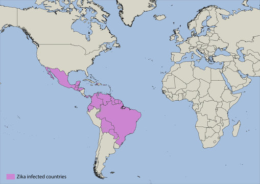 Map Of Zika Virus Infected Countries