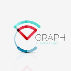 Abstract logo idea, linear chart or graph  business icon. Creative vector logotype design template