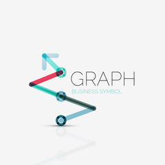 Abstract logo idea, linear chart or graph  business icon. Creative vector logotype design template