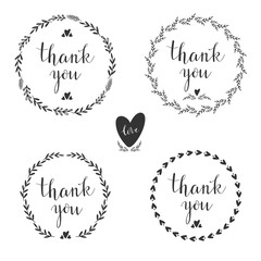 Set of four decorative frames with hand drawn elements . Vector.
