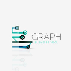 Abstract logo idea, linear chart or graph  business icon. Creative vector logotype design template