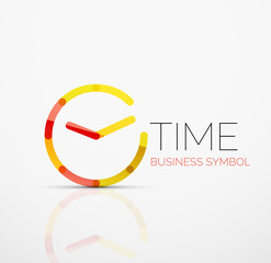 Vector abstract logo idea, time concept or clock business icon. Creative logotype design template