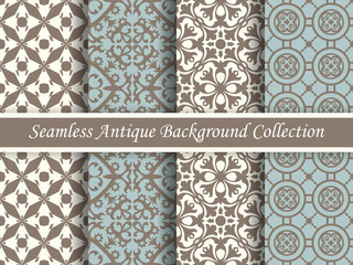 Antique seamless background collection brown and blue_21

