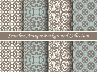 Antique seamless background collection brown and blue_24
