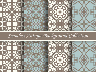 Antique seamless background collection brown and blue_25
